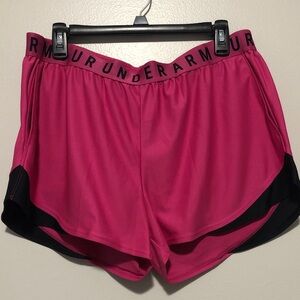 Under Armour Women's Fuchsia and Black Athletic Shorts